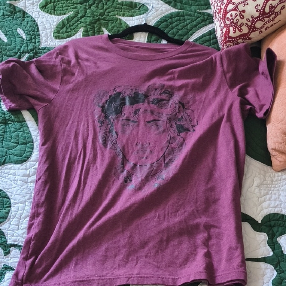 Purple Short Sleeve Tees Casual Cotton